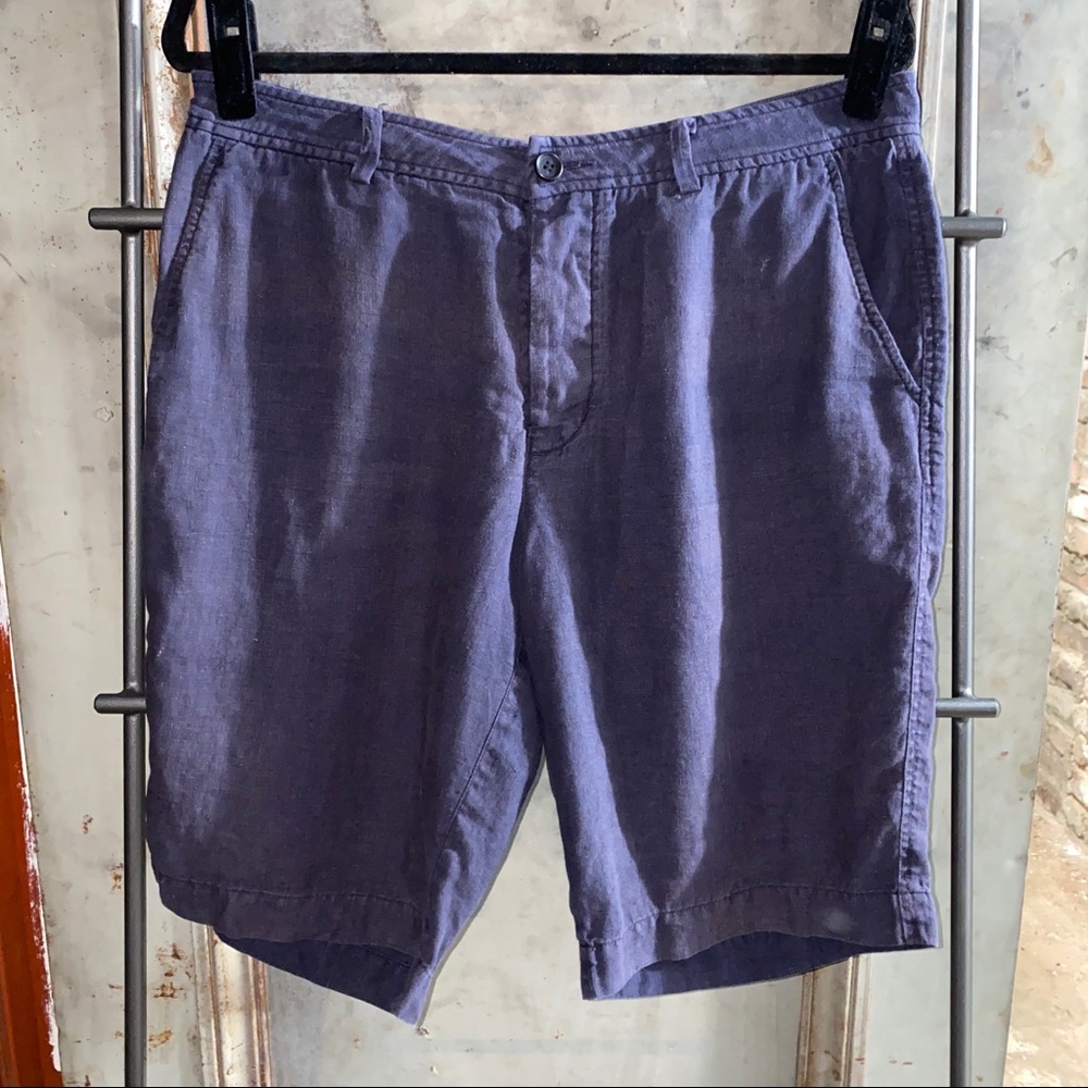 Vince Navy Blue Linen Tie Shorts